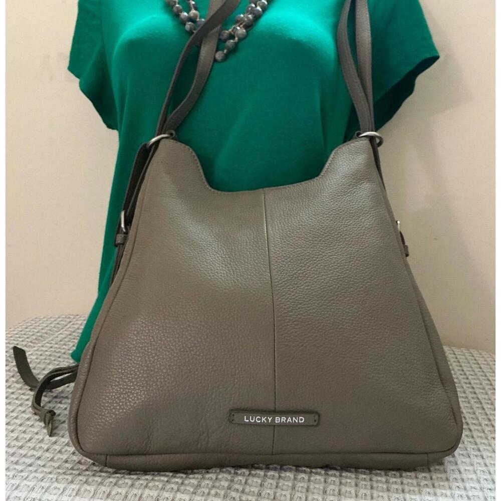 Lucky Brand Soft Grey Pebble Leather Shoulder Bag